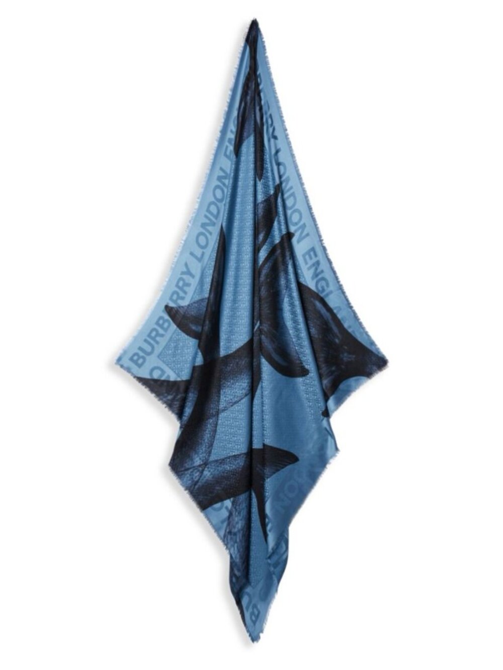 Burberry TB Monogram Mermaid Tail Scarf, Cerulean Blue, 55” x 55”